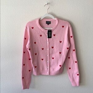 Pink Cardigan with RED Heart Accents! NWT